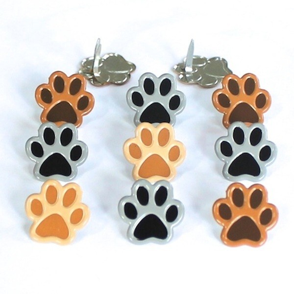 PAW PRINT SCRAPBOOKING DECORATIVE BRADS EYELET OUTLET 8 PCS 3 COLORS