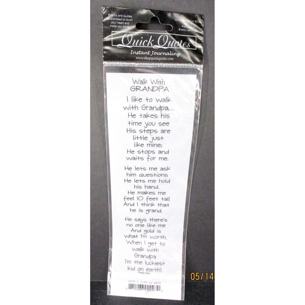 Quick Quotes I Like To Walk Vellum Strip, Scrapbook, Journaling , Grandpa, New