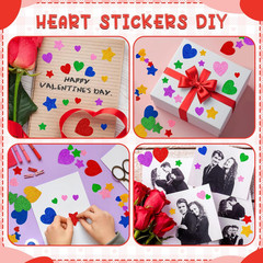 300 PCS Foam Stickers, Colorful Heart Stickers Glitter Star Heart Stickers, Self