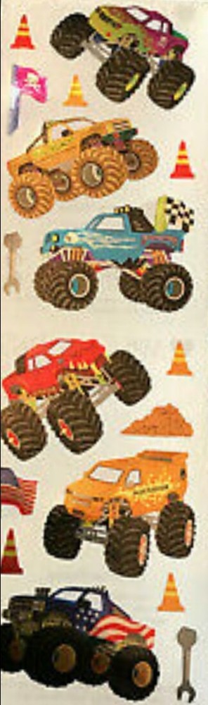 Mrs Grossman`s MONSTER TRUCKS Stickers 2013 FOIL rally dirt races