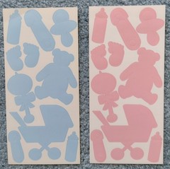 Lot of Baby Paper, Stickers, Ribbon for Card Making Scrapbooking Journaling