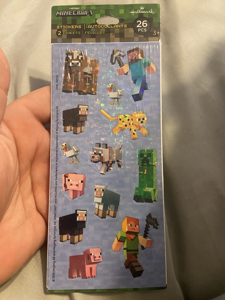 MINECRAFT Stickers 13 Pieces 1 Sheet Hallmark/Mojang Steve. Brand New