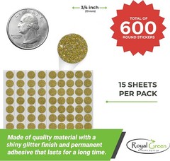 Gold Envelope Seals 3/4 Diameter – Round Dot Stickers Glitter – Size 0.75 inc…