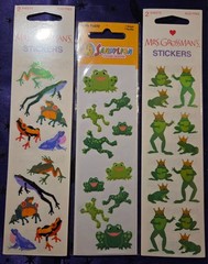 Vintage Y2K Sticker Lot Of 3 ~Mrs Grossmans Sandylion Puffy Fuzzy Opal Frogs~