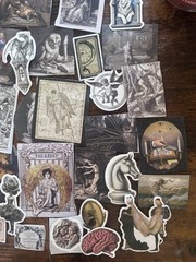 Dark Academia Gothic Vintage Sticker Lot ~50 Occult Raven Angel Ephemera