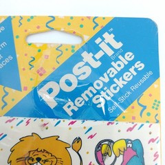 Vintage Post-It Removable Stickers Zoo Wild Animals 4 Sheets 1989 Gorilla Lion