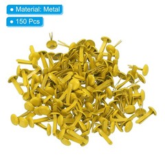 Brads for Paper Crafts, 150 Pcs Yellow Metal Round Paper Fasteners, 13 mm