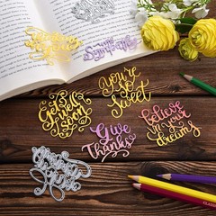 Elegant 6-Piece Metal Die Cuts for Card Making – Inspirational Words Collection