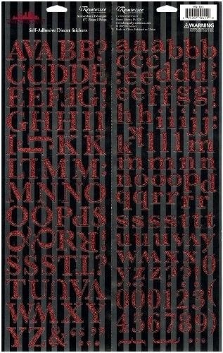 Valentine’s Night Specialty Cardstock Stickers 8.5×12″ Sheet-Red Glitter Alpha