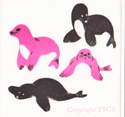 Vintage 80’s Great Seven 7 FUZZY Pink n Black Seals Sticker Mod