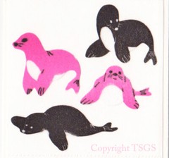 Vintage 80’s Great Seven 7 FUZZY Pink n Black Seals Sticker Mod