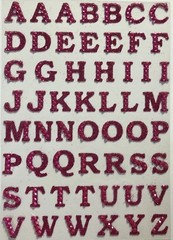 DARK PINK GLITTER ALPHABET Sticker(55pc)Duck Tape•Rhinestones•Holiday•Upper-Case