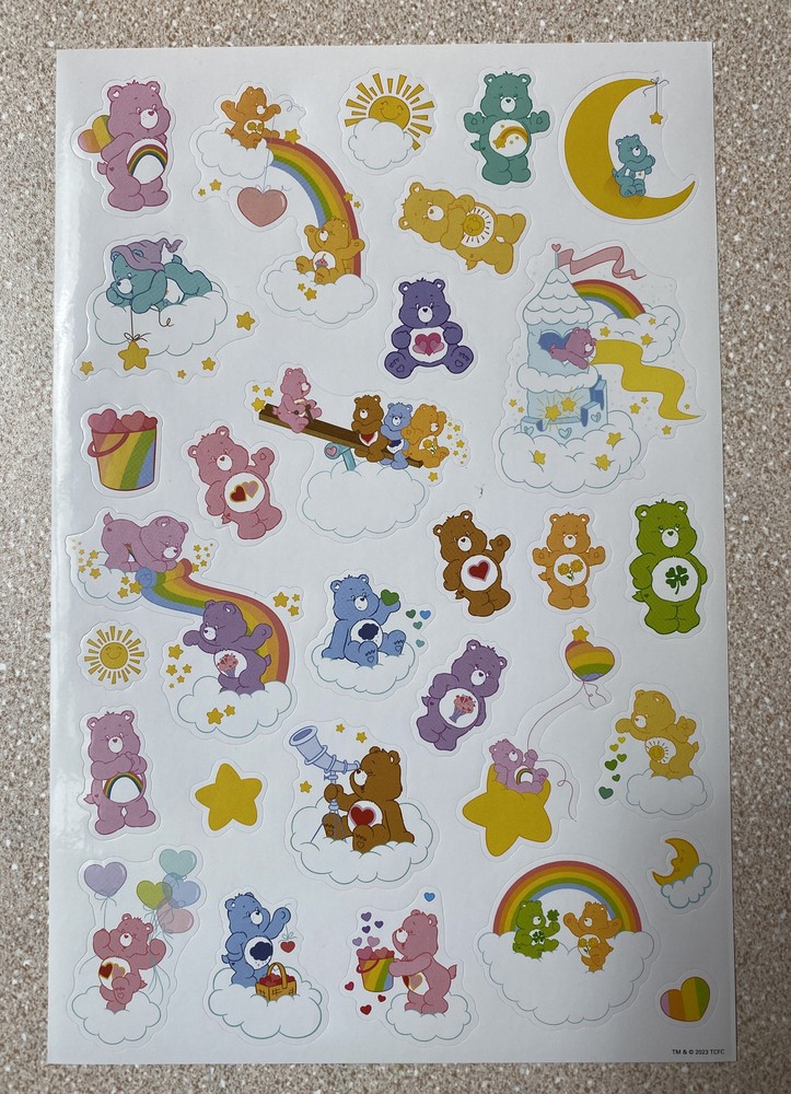 Care Bears Sticker Single Sheet New Decorate Cards School Supplies Rainbow New