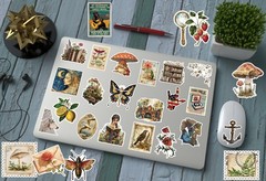 Vintage Aesthetic Stickers 300 PCS, DIY Crafts, Laptop Decal, Multicolor