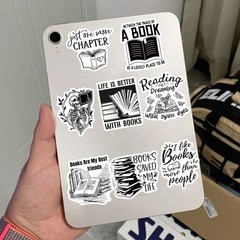 54PCS Black & White Book Stickers – INS Style Simple Painted Art with Text Graff