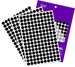1500PCS Colored Dot Stickers 1/2″ round Color Code Sticker Black Small Circle La