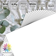 Mat Board Center 25 Pack 4×6 Uncut Photo Mat Boards White Backing Sheets