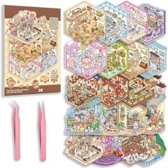 20 Sets DIY 3D Sticker Scene Collection Book for Kids Adults Cute Make Your O…
