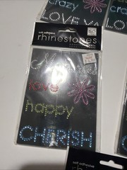 Lot Of 5 Self Adhesive Love Happy Cherish Cheers Toast Party Rhinestones