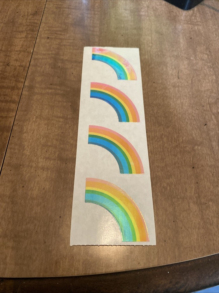 Vintage Mrs. Grossman’s Stickers RARE Pearly Iridescent Opal Rainbows 1979 Mods