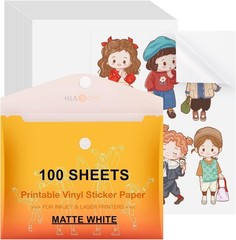 Printable Vinyl Sticker Paper 100 Sheets Waterproof Matte for Inkjet Printer …