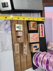 Mixed Scrapbooking Junk Journal Shadow Box Lot 6- Cardstock, Stamps, Vellum