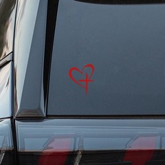 Stylish Love Heart Cross Sticker – 6.3×4.13» Vinyl Decal for Personalization