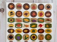 Thanksgiving 66 Stickers Leaves Acorn Pilgrims Corn Turkey Pie Crow Grapes New