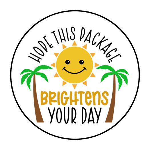 30 HOPE THIS PACKAGE BRIGHTENS YOUR DAY STICKERS ENVELOPE SEALS LABELS 1.5″