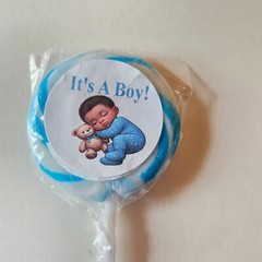 30 It’s A Boy Lollipop Envelope Seals 1.5″ African American Baby Labels
