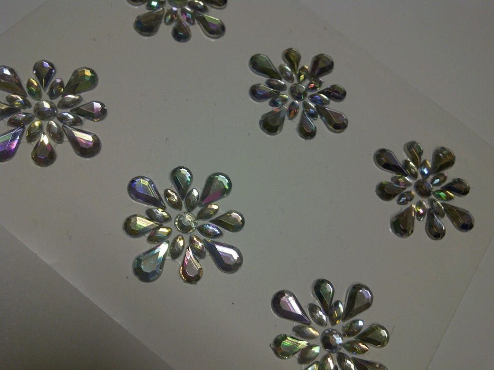 CraftbuddyUS 6pc 30mm AB Clear Self Adhesive Diamnte FlowerBurst Rhinestone Gems