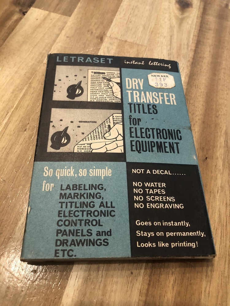 Letraset INSTANT LETTERING Dry Transfer Letters Black Electrical Equipment Sheet