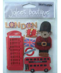 Jolee’s Boutique Sticker Collage, LONDON: Phone Booth, Bus, Flag, Crown, Sentry