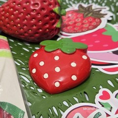 Strawberry Strawberries Themed Lot Stickers,Note Holder,pin and Ribbons.