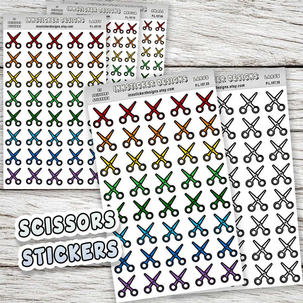 Scissors Stickers, Mini Icon Reminder Planner stickers, Journals, Scrapbooks