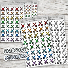 Scissors Stickers, Mini Icon Reminder Planner stickers, Journals, Scrapbooks