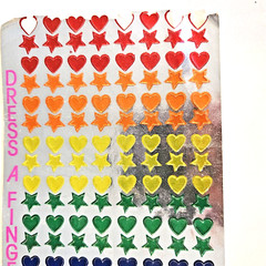 Vtg 80s Sandylion Dress A Finger Sticker Sheet Rainbow Stars Hearts Foil 1/4 in