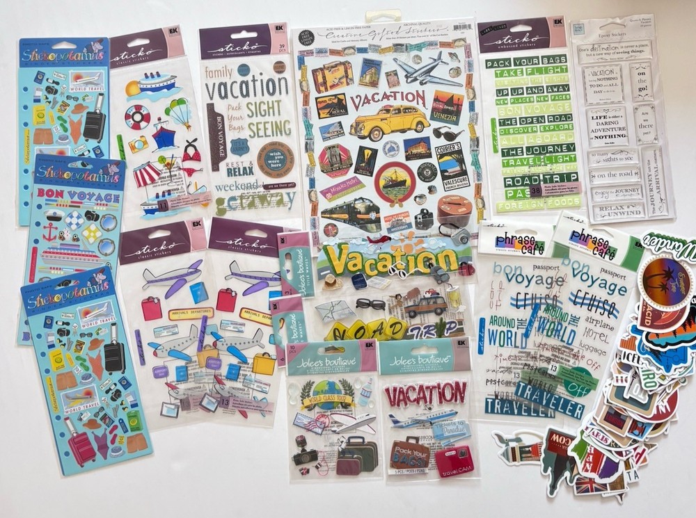 Vacation Theme Scrapbooking Stickers Large Mixed Lot Sealed Vintage New!