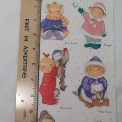 Winter Girls Snowman Sled Ice Skate SCRAPBOOKING Stickers by Tie Me To The Moon