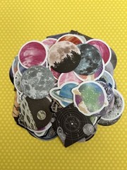 HUGE Lot of 90 Planets Stars Constellation Stickers Scrapbook Collage Paper