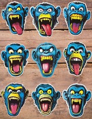 Crazy Blue Monkey Die Cut Vinyl Stickers Scrapbooking Laptop Waterbottle