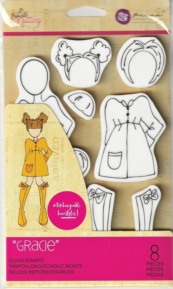 Prima Julie Nutting – GRACIE Paper Doll Stamp Set – NEW – 8 Piece Set