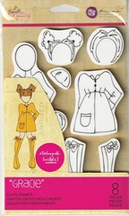 Prima Julie Nutting – GRACIE Paper Doll Stamp Set – NEW – 8 Piece Set