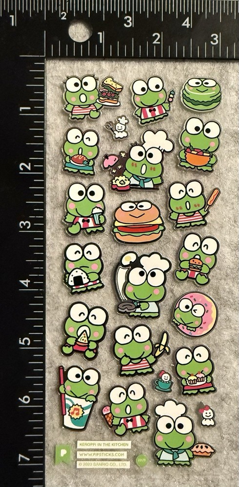 Lot Of 1 Pipsticks Sanrio Sticker Sheet Keroppi Food Snacks Burger Pipstickers