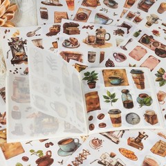 558pcs Coffee Journal Stickers, Ephemera for Junk Journaling Supplies, 50 Sheets