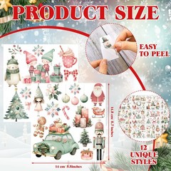 BBTO 12 Sheets Christmas Rub on Transfers for 5.5 x 5.7 inches, Multicolor