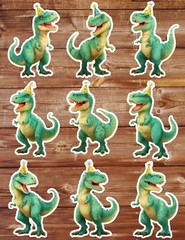 Party Dinosaur Die Cut Vinyl Stickers Set Scrapbooking Laptop Water Bottle