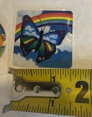 VTG Lisa Frank 80s 2 Stickers Rainbow Cupcake & Rainbow Butterfly