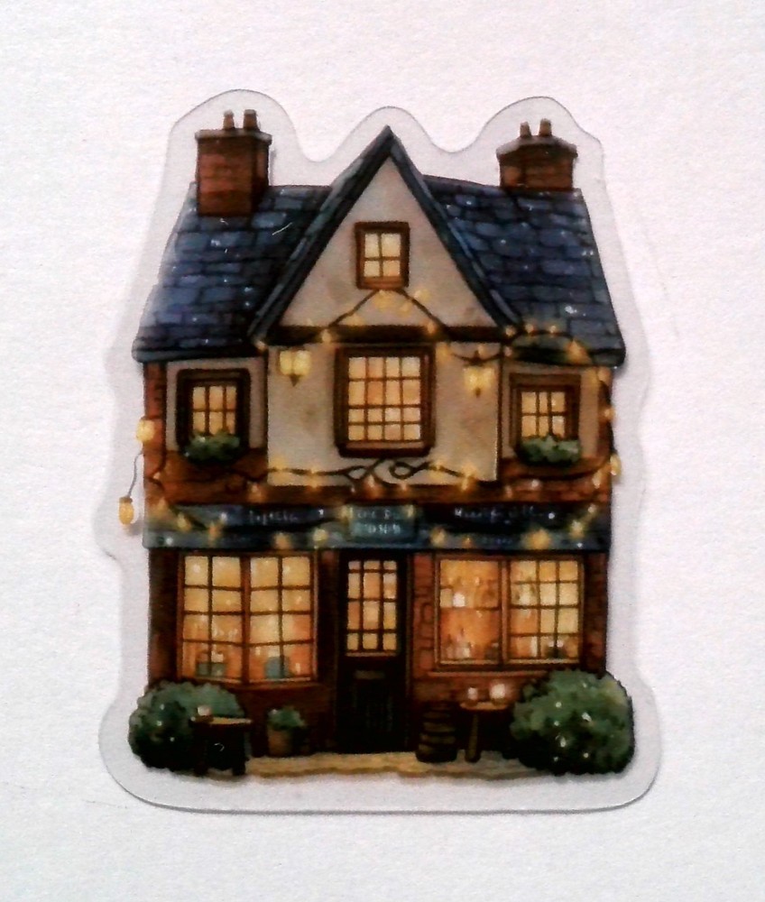 Cottage Style Fairy Tale House Clear Vinyl Decal Sticker Water Resistant Laptop