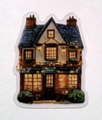 Cottage Style Fairy Tale House Clear Vinyl Decal Sticker Water Resistant Laptop